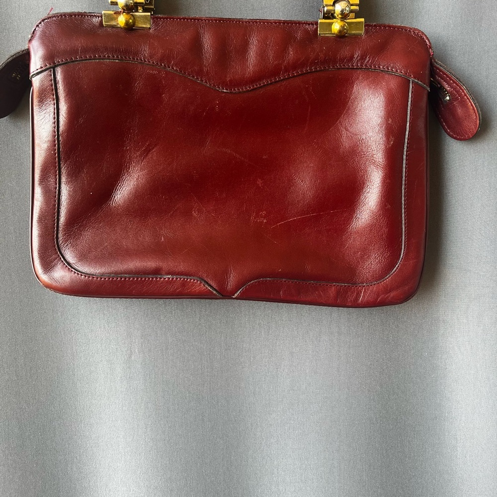 Vintage Etieene Aigner Oxblood Red Leather Handbag - Picture 3 of 11